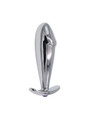 Silver penis-shaped butt plug with a blue gem at the base