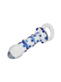 Functional and stylish Blue Orb Ring Dildo Glass Butt Plug in use, demonstrating its versatility and stimulation features.