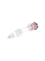Strawberry Delight Crystal Glass Butt Plug featuring a charming strawberry design on the flared base, with a smooth and clear tapered shaft for easy insertion. Ideal for visually stunning and safe anal play.