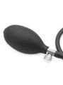 Inflatable Black Dildo Butt Plug with a ribbed texture and handheld pump, perfect for customizing your pleasure experience.