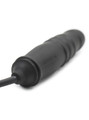 Inflatable Black Dildo Butt Plug with a ribbed texture and handheld pump, perfect for customizing your pleasure experience.