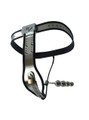 The Lollipop Female Chastity Belt with Anal Bead, showcasing the stainless steel construction