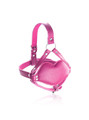 Side view of the pink Adjustable Mouth Shaped Penis Gag with adjustable straps