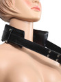 Neck support pad of the leg spreader restraint shown on mannequin