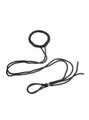 Close-up of the black rope collar with intricate knotting design