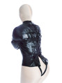 Rear perspective of the straightjacket highlighting the crotch straps and full restraint design.