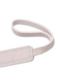 Close-up of the hand-distressed beige leather texture on the paddle.