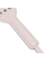 Close-up of the hand-distressed beige leather texture on the paddle.