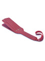 Full view of the red real leather double-layer paddle with a textured finish.