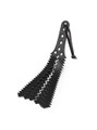 Zigzag flogger in black PU leather, showcasing its sharp, striking design.