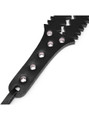 Black PU leather handle with secure rivet reinforcement and wrist strap.