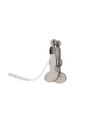 Round-head nipple clamps connected to a power cord, ideal for BDSM electro-play sessions.