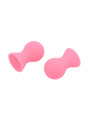 Pink silicone nipple and clit suction cups with an ergonomic, dual-ended design, displayed on a white background. Perfect for playful teasing and intimate stimulation.