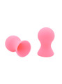 Pink silicone nipple and clit suction cups with an ergonomic, dual-ended design, displayed on a white background. Perfect for playful teasing and intimate stimulation.
