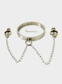 Nipple clamps connected to the collar via dual chains, highlighting adjustability.