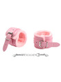 Soft plush fur-lined pink cuffs for secure yet comfortable restraint.
