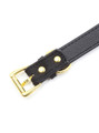 Soft black bow detail on faux leather collar with gold rivets