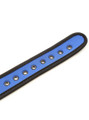 Black metal hardware and multiple adjustment holes on pet play collar
