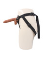 Side view showing straight 18cm dildo and adjustable strap positions
