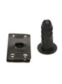 Black strap-on harness with detachable silicone anal plug and leatherette O-ring design