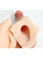 Inside-out view of cock panty showing internal hollow tunnel for penis insertion