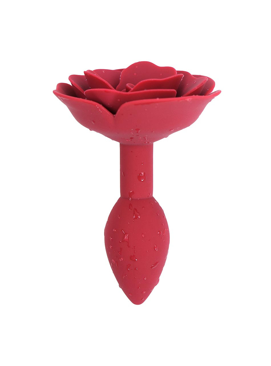 Rose red silicone rose anal plug front view