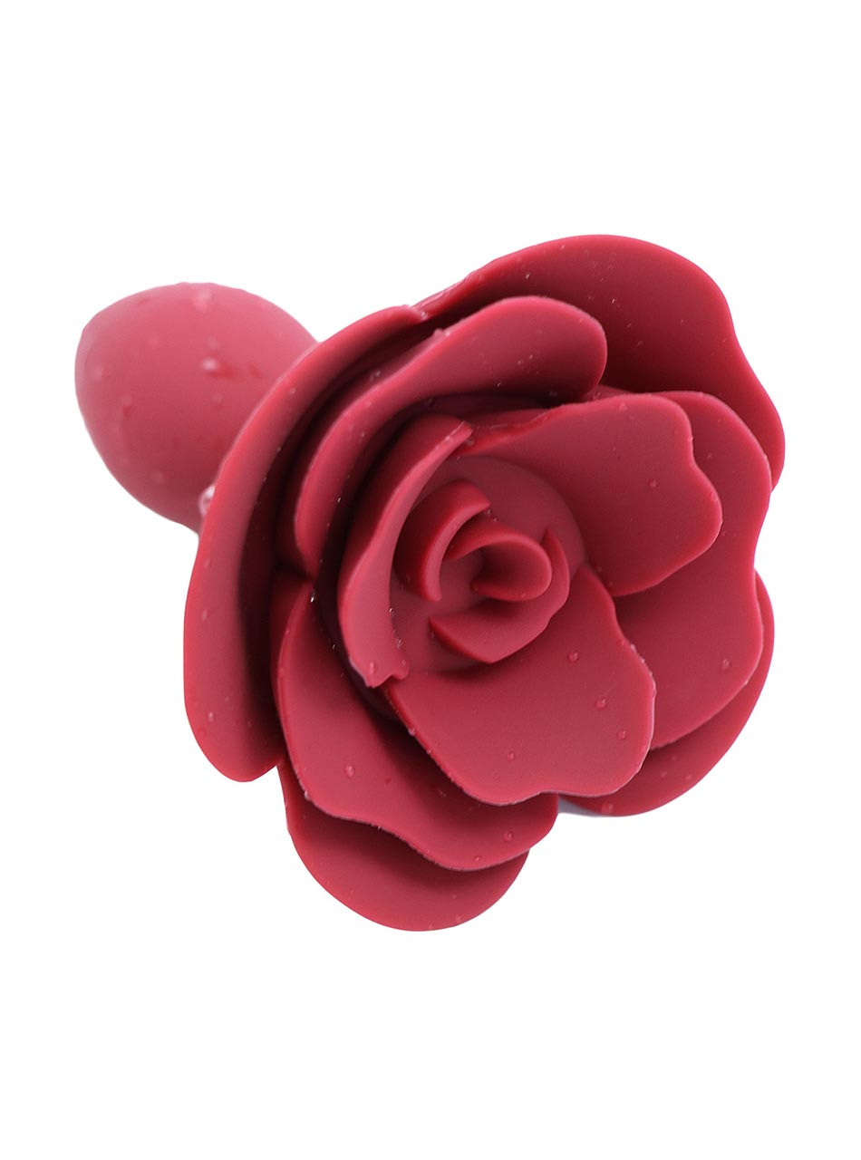 Rose shaped silicone anal plug close-up detail