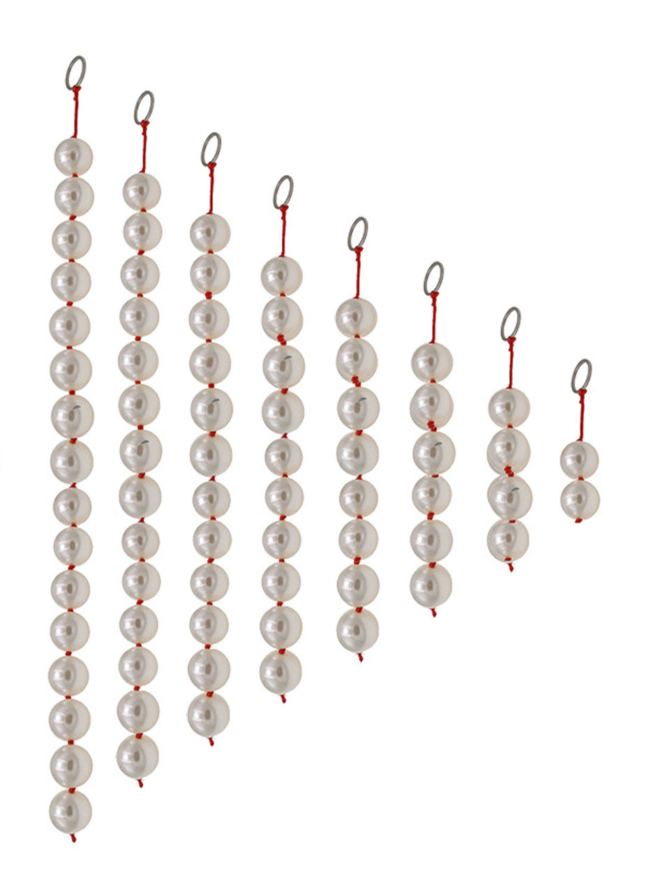 Pearl Pop ABS anal beads in multiple bead count options with red cord and metal pull rings