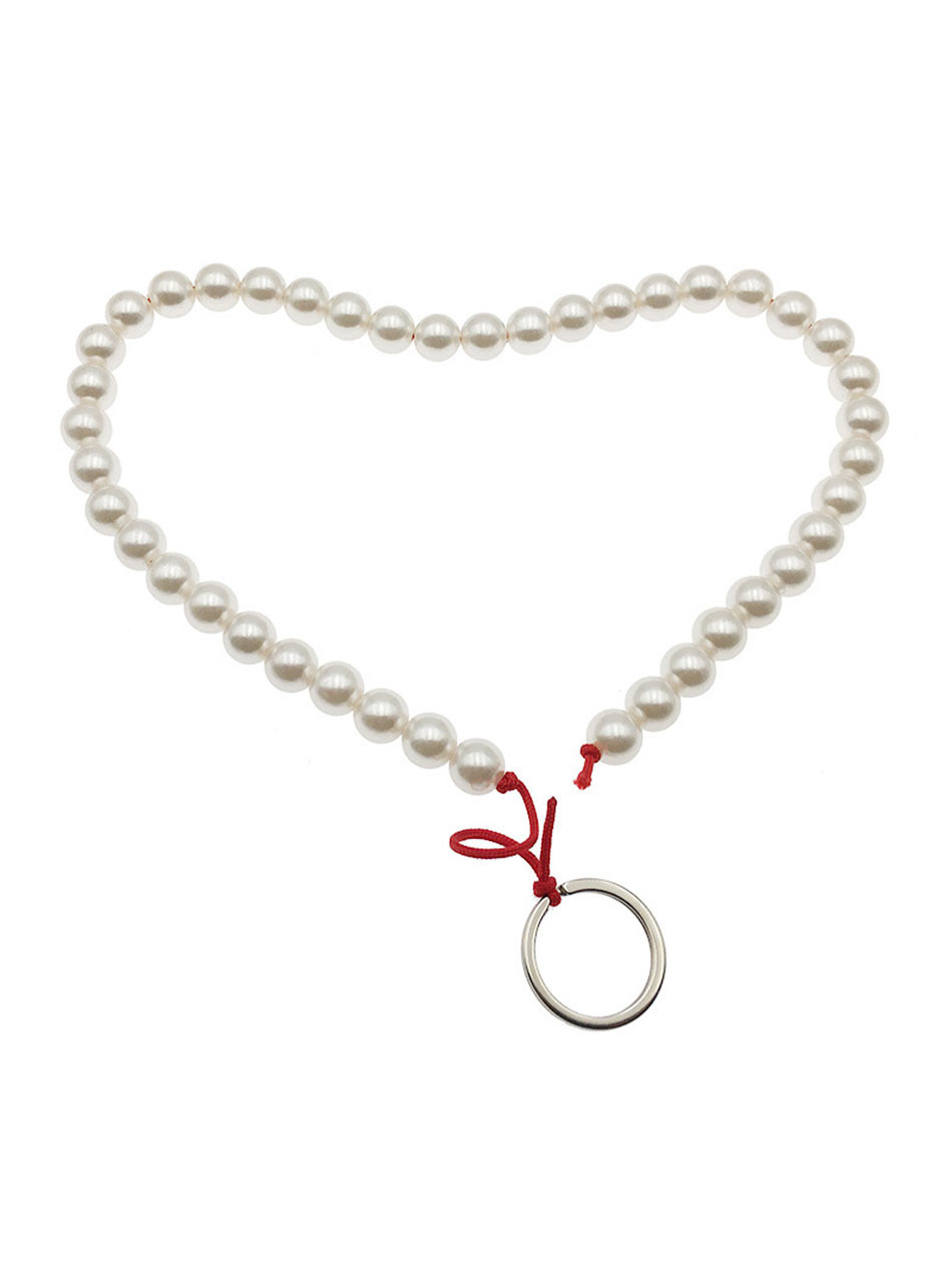 Pearl Trail pearl-style ABS anal beads arranged in heart shape with metal pull ring