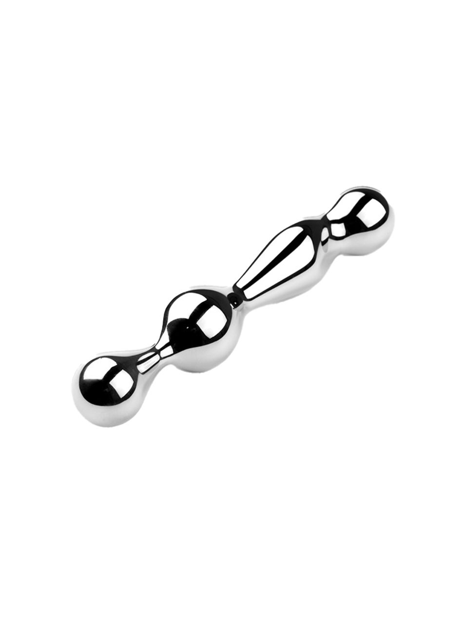 Weighted stainless steel multi-point vaginal stimulator with four rounded pressure zones