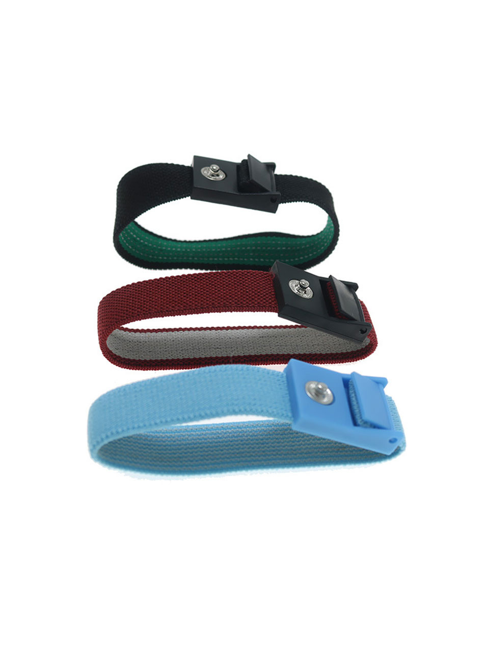 Black red and blue adjustable conductive e-stim strap rings with snap connectors