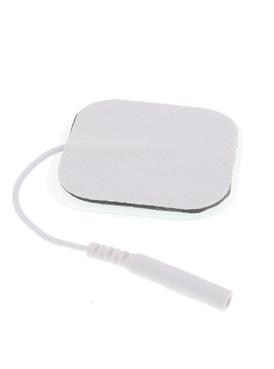 Reusable square E-Stim conductive pad with attached pin-style connection socket