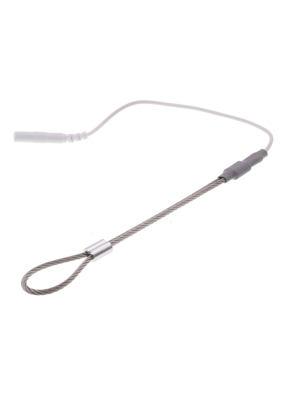 Single grey sleeve e-stim penis lasso with 304 stainless steel loop and adjustable metal slider