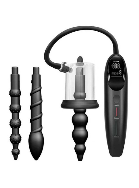 Smart digital anal pump with three interchangeable plug heads.