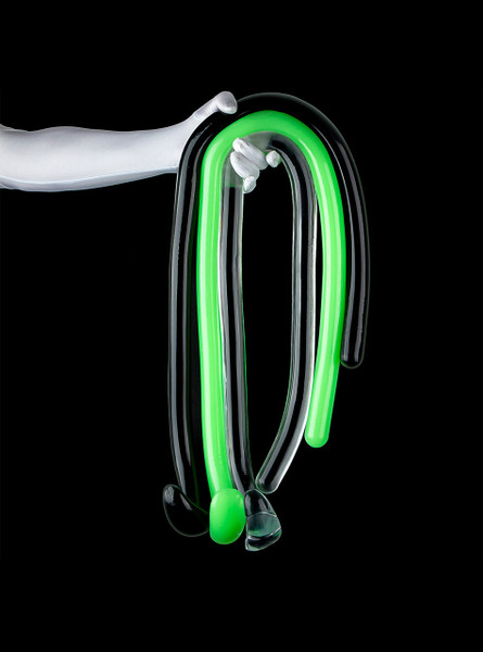 Extra-long flexible TPE anal wand with flared base, straight rod design