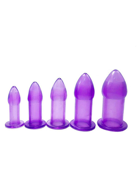 purple silicone anal dilator set 5 sizes progressive training kit