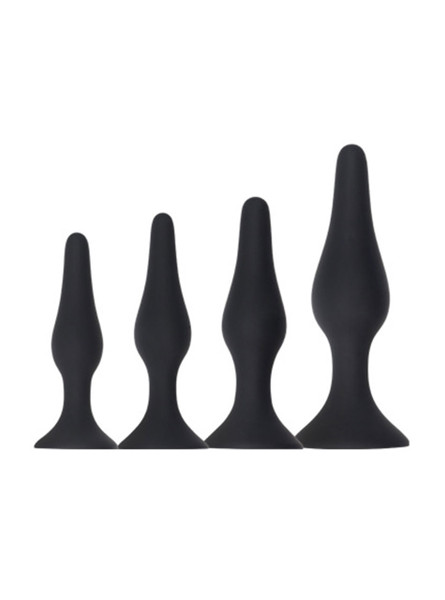 Set Lineup
silicone anal plug set 4 sizes suction base training progression