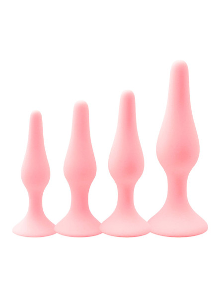 pink silicone anal plug set 4 sizes training progression