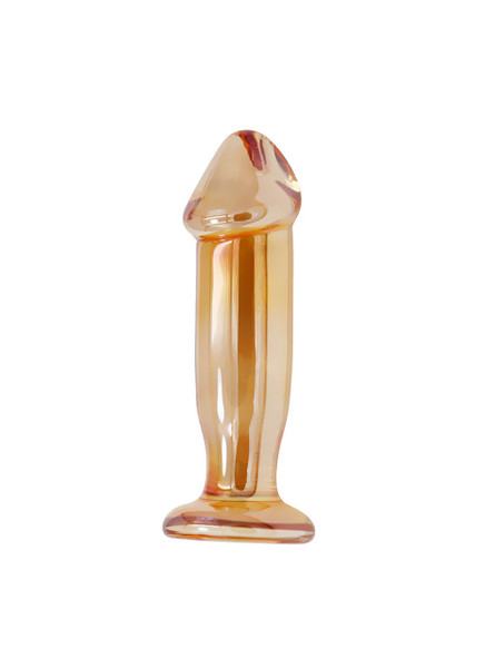 Crystal glass penis-shaped butt plug with flared base