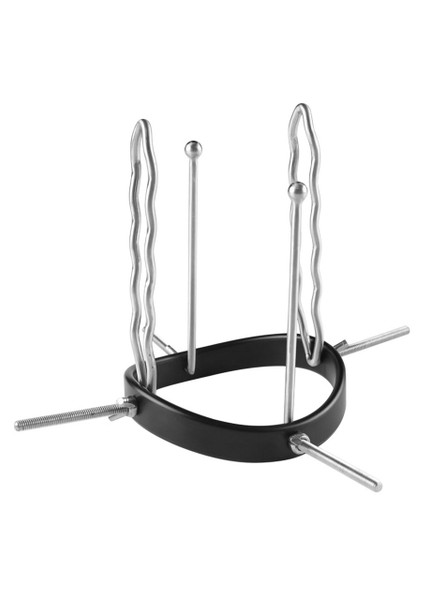 Close-up view of the adjustable metal dilator showing the dimensions of the rods and base.