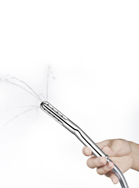 Lightweight aluminum douche wand featuring a curved shaft for easy insertion and deep reach.