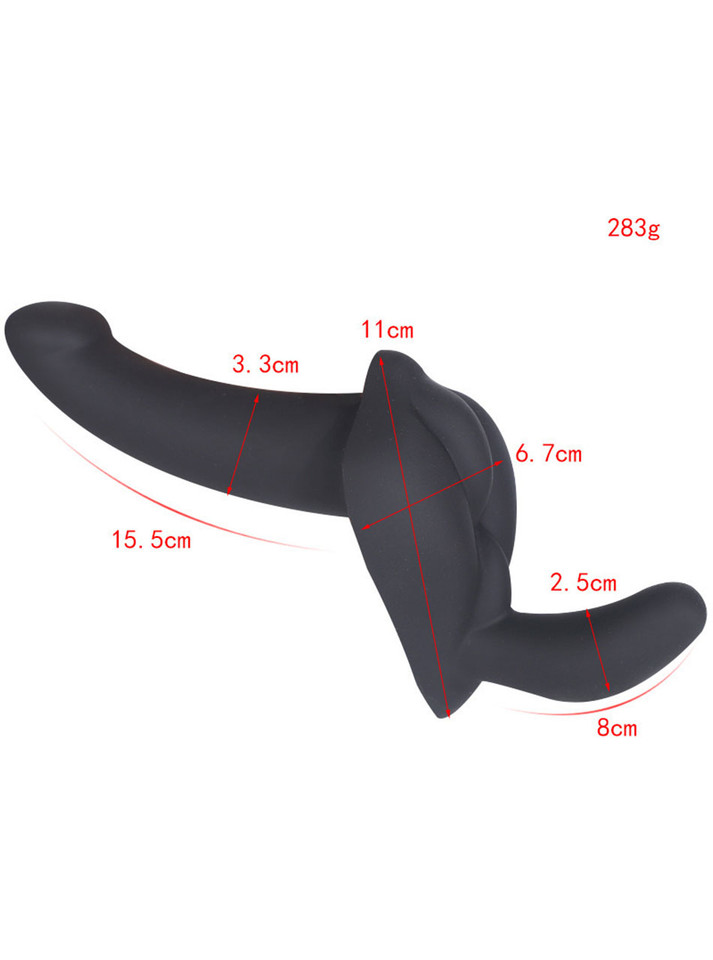 Double Strap-On Dildo with Clitoral & G-Spot Stimulation - Black