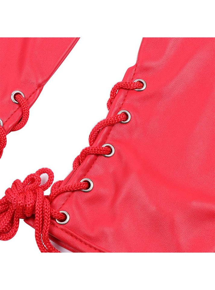 Silk-Lined Red Pup Play Fist Mitts with Cuffs