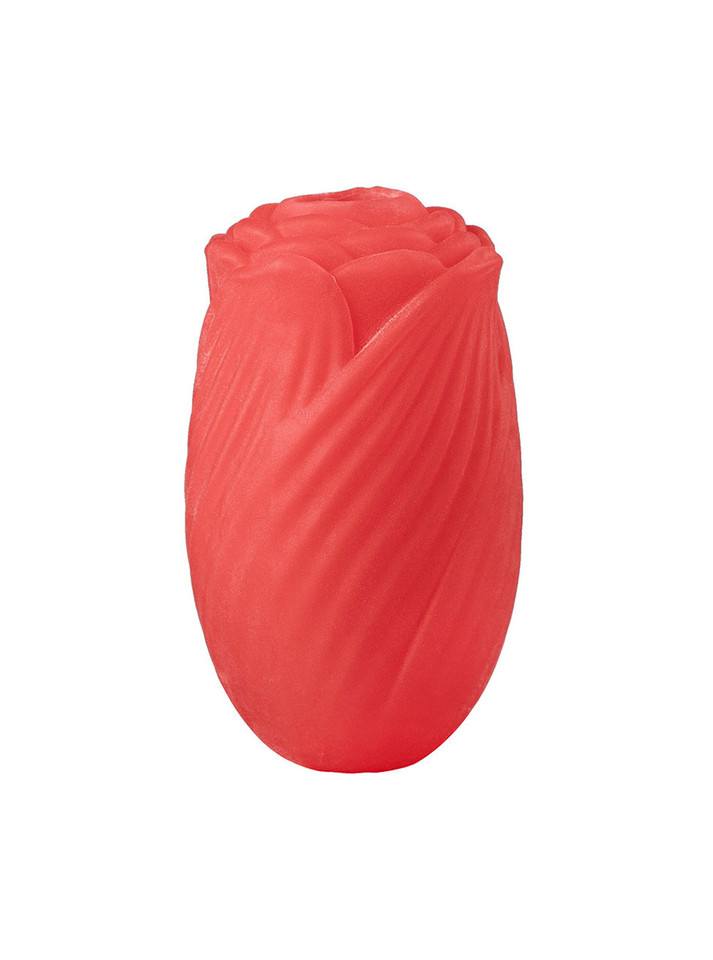 Red TPE stroker shaped like a flower, standing upright