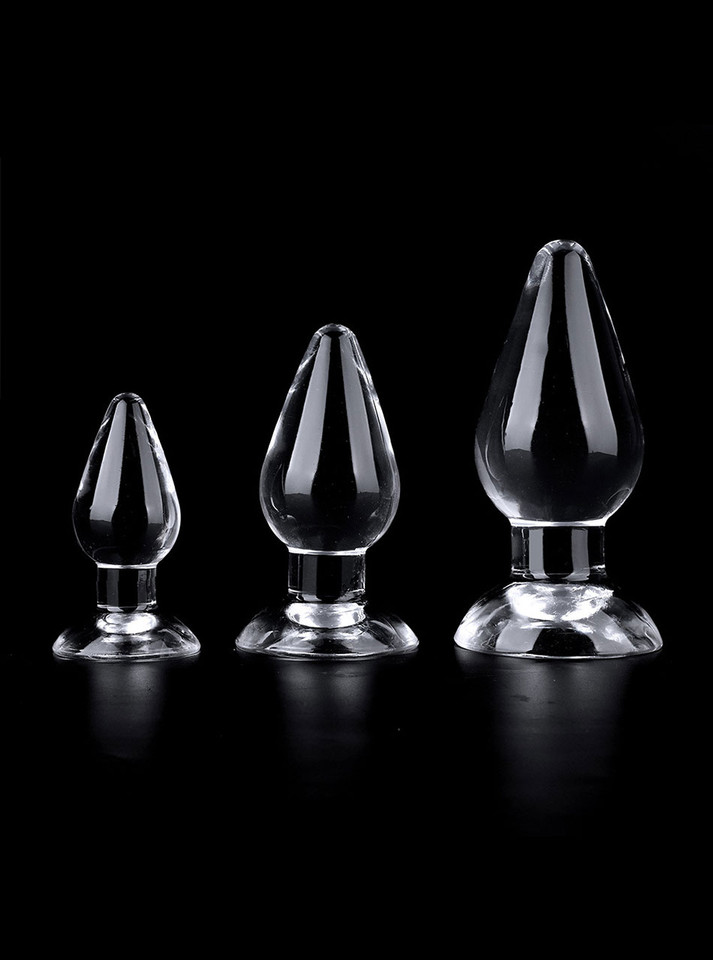 Clear TPE plug size comparison showing small, medium, and large teardrop shapes.