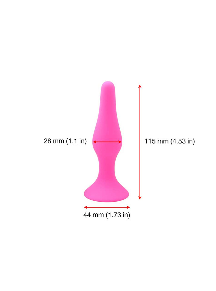 Hot pink silicone anal plug S size - 28mm diameter 115mm length suction base