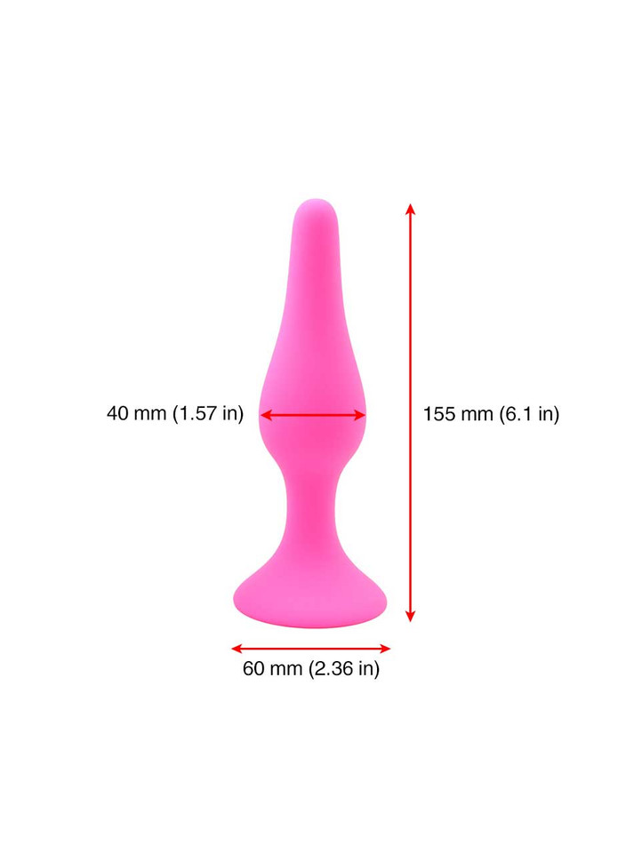 Hot pink silicone anal plug L size - 40mm diameter 155mm length suction base