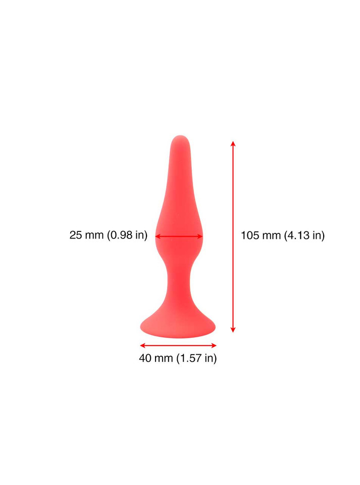 Red silicone anal plug XS size - 25mm diameter 105mm length suction base (40mm base)