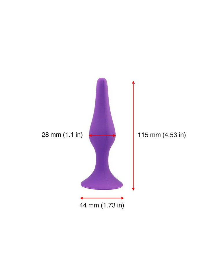 Purple silicone anal plug S size - 28mm diameter 115mm length suction base (44mm base)