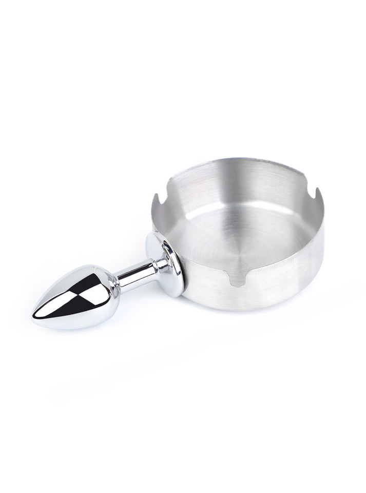 metal anal plug with ashtray style tray top design